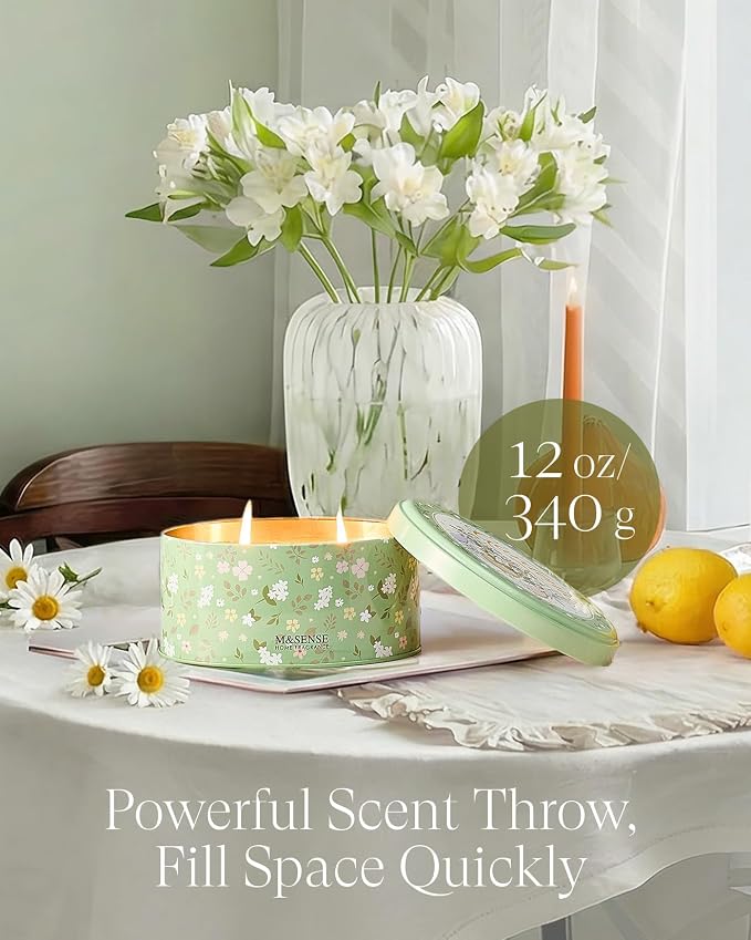 M&SENSE Two-Wicks Gardenia Scented Candles 12oz, 2 Wick Soy Spring Soy Candle - Image 5