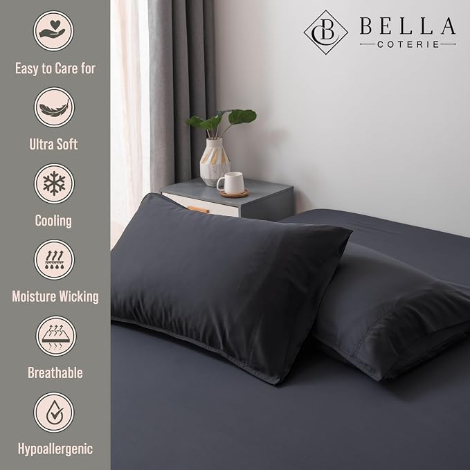 BELLA COTERIE | Luxury Bamboo Viscose Standard Size Pillowcase Set | 100% - Image 2