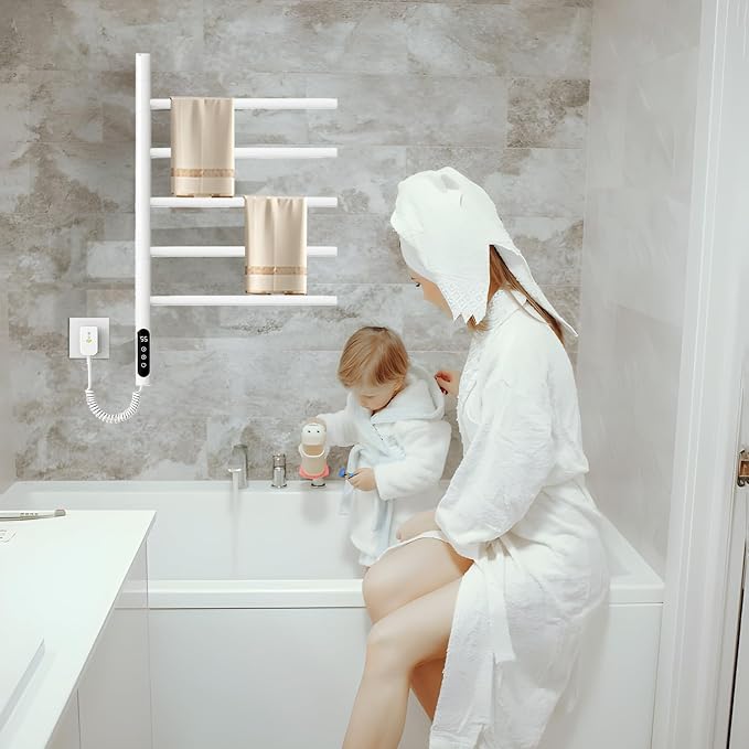 Electric Towel Warmer, 5-Bar Rotating Heated Towel Rack, 2-3 Minutes to - Image 8