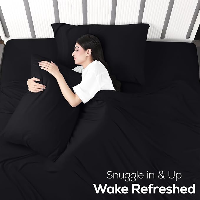 Utopia Jersey Knit 4-Piece Queen Sheet Set Cotton Sheets Soft, Stretchy T-Shirt - Image 6