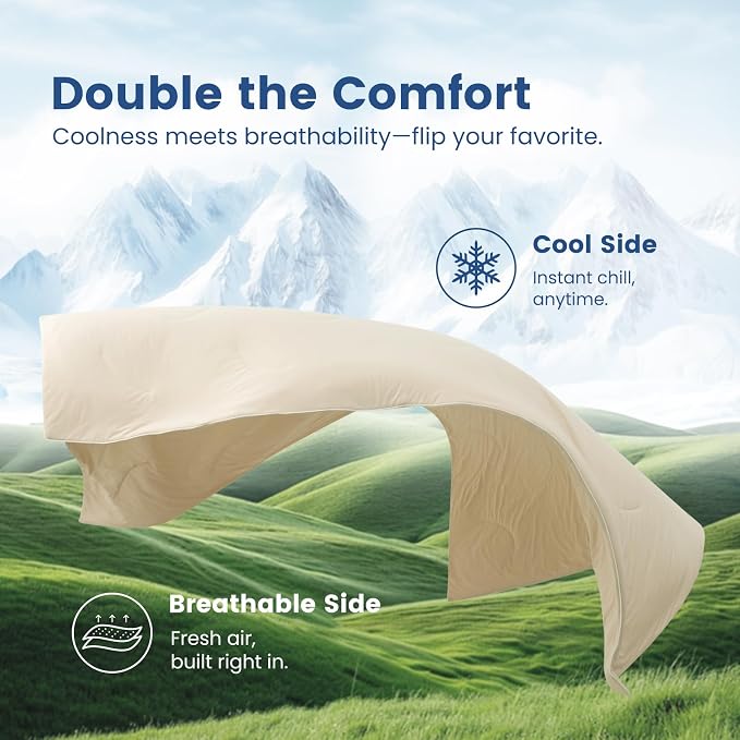 Cozy Bliss Cooling Comforter Queen Size, Reversible Lightweight Cooling Blankets - Image 9