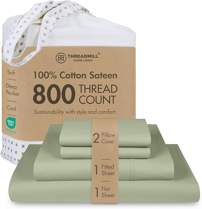 Threadmill Luxury 800 Thread Count King 100% Cotton Sheets by ThreadmillHomeLinen
