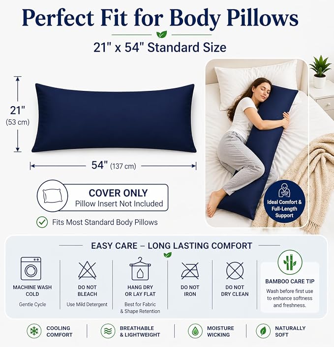 evoLive 100% Rayon Derived from Bamboo Cooling Breathable Body Pillow - Image 7
