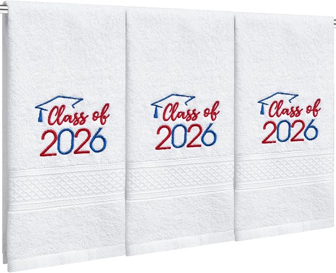 MASHAN Class of 2026 Graduation Hand Towels 3 Pack, 100% Cotton Soft Absorbent by MASHAN