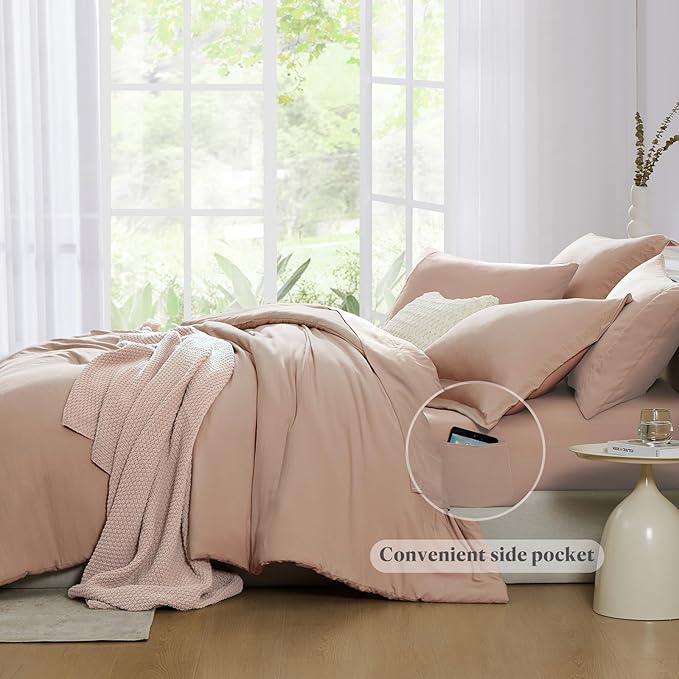 WRENSONGE Full Size Comforter Set- 7 Pieces Clay Pink Bed in a Bag Full Size - Image 6