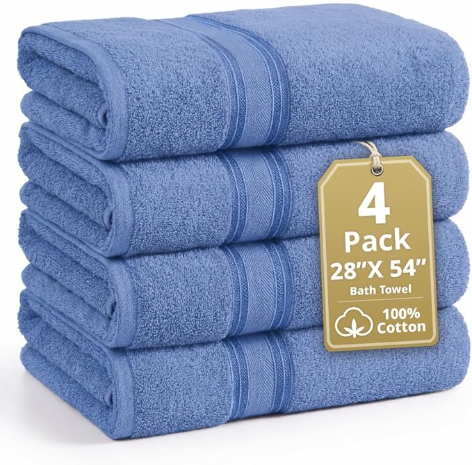 LANE LINEN 100% Cotton 4 Pack Bath Towels by LaneLinen