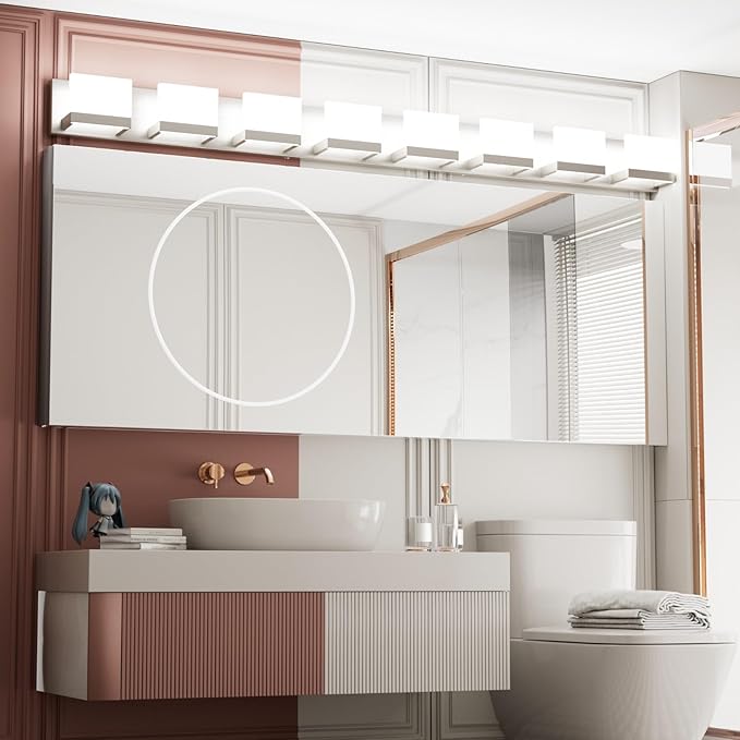 Tipace 8 Lights LED Modern Vanity Light Brushed Nickel Bathroom Lighting - Image 3