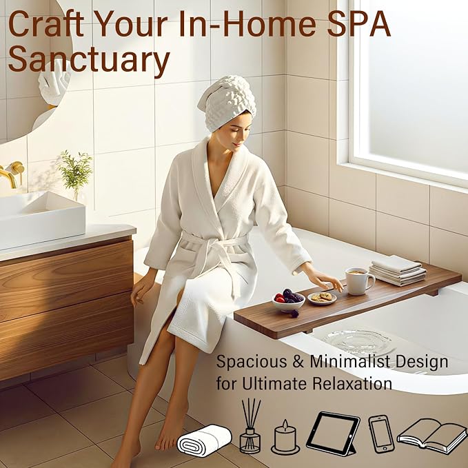 Premium Acacia Wood Bathtub Tray Caddy - Image 3