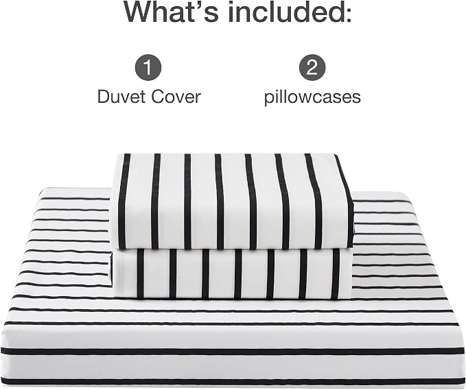 JELLYMONI 100% Natural Cotton 3pcs Striped Duvet Cover Sets, - Image 8