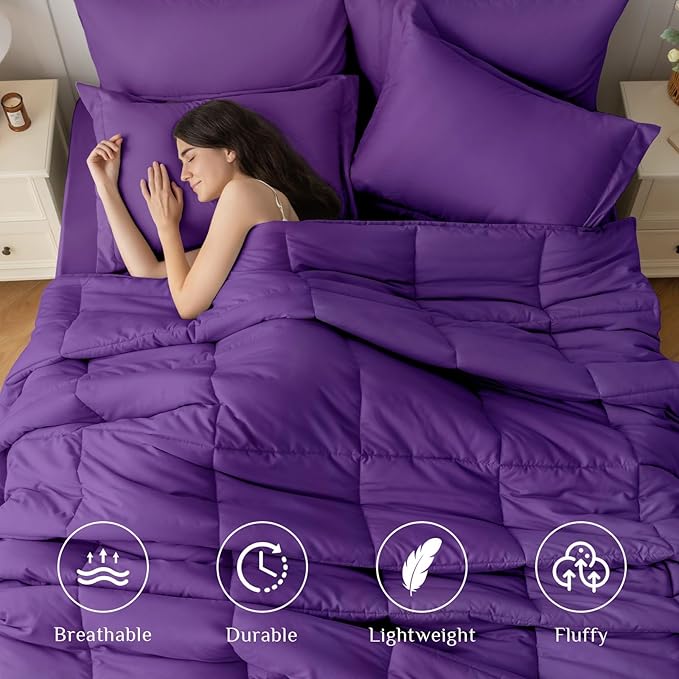JOLLYVOGUE Queen Comforter Set, Ultra-Soft Bed in a Bag Queen Size 7 Pieces - Image 2