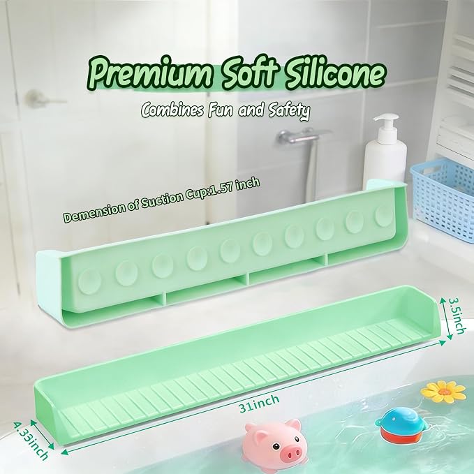 Bathtub Splash Guard for tub Kids& Bath Shelf for Kids – Toddler Bath Tray - Image 2