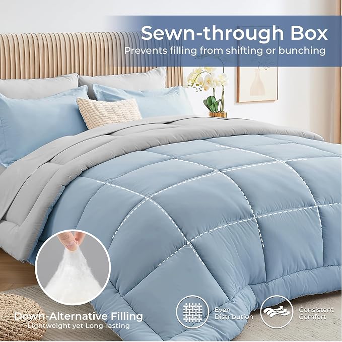 Sasttie Twin XL Comforter Set, 5 Pieces Reversible Twin XL Bed in a Bag - Image 4
