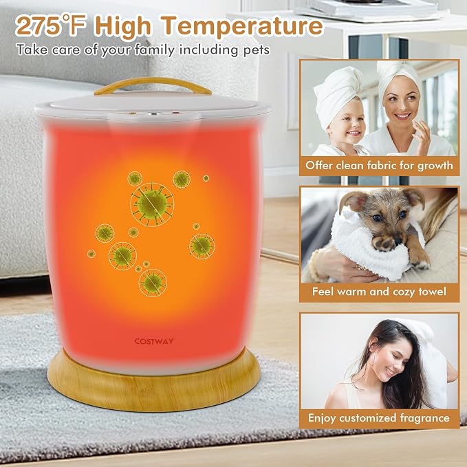 COSTWAY Bucket Style Towel Warmer, Fragrance Holder, Fits up to Two 40” x 70” - Image 7