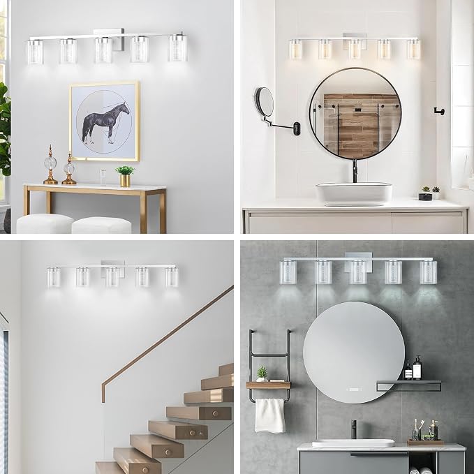 LED Modern Bathroom Light Fixtures Over Mirror, 5-Light Brushed Nickel Vanity - Image 7