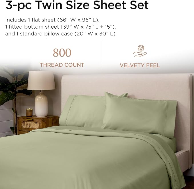 Threadmill Luxury 800 Thread Count Twin 100% Cotton Sheets - Image 2