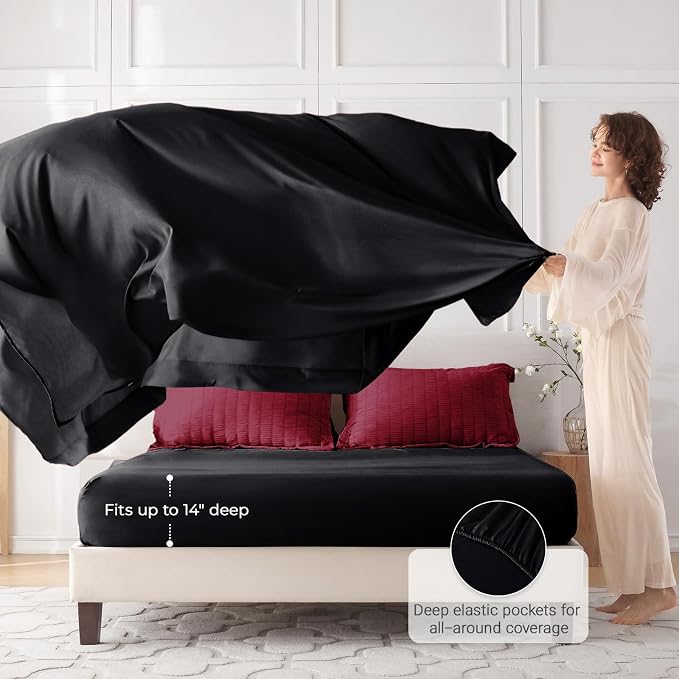 MUXHOMO 7 Pieces Queen Comforter Set, Seersucker Bed in a Bag Queen Size - Image 3