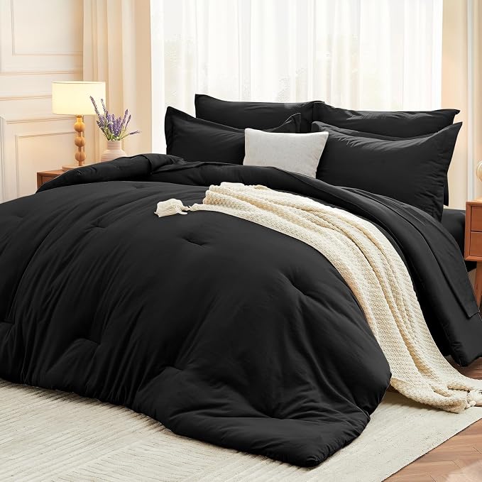 MUXHOMO 7 Pieces California King Comforter Set, Soft Bed in a Bag Cal King Size by MUXHOMO