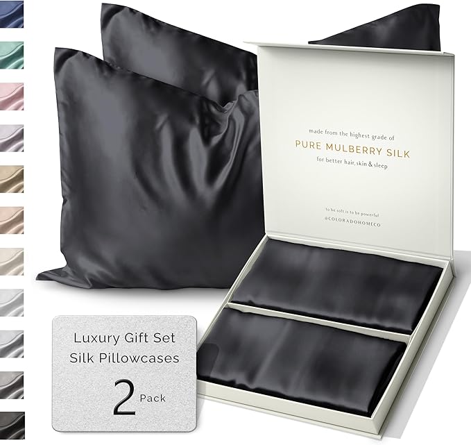 SUNDAYSILKS™ | Silk Pillow Cases 2 PACK | 22 Momme Mulberry Silk Pillowcase Set by ColoradoHomeCo