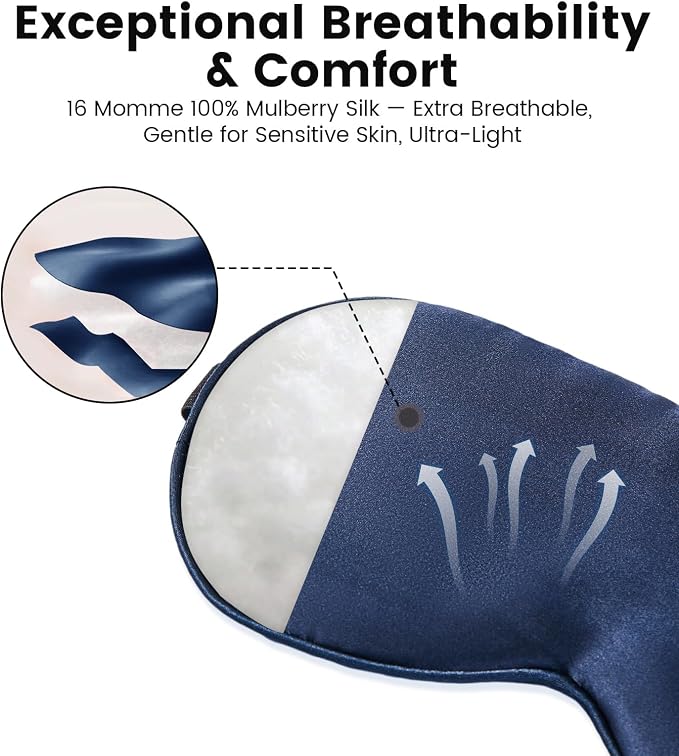 Formé & Found Silk Sleep Mask for Men & Women, 100% 6A Mulberry Silk, 16 Momme - Image 2