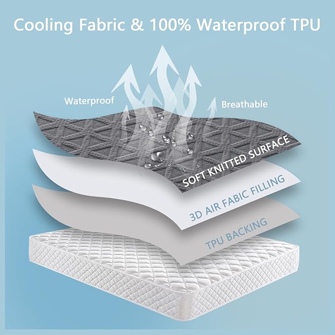 Premium Waterproof Mattress Protector Queen Size, Breathable Bed Cover 3D Air - Image 6