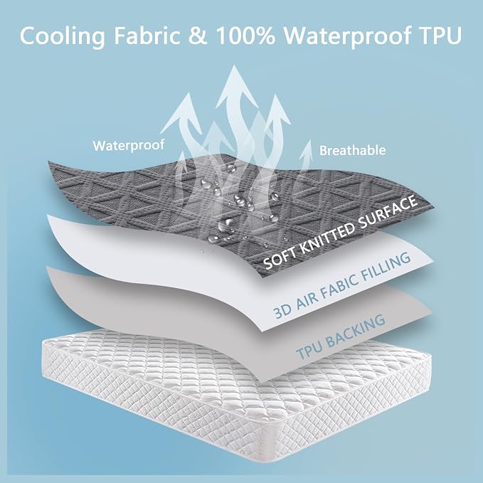 Premium Waterproof Mattress Protector Twin Size, Breathable Bed Cover 3D Air - Image 6