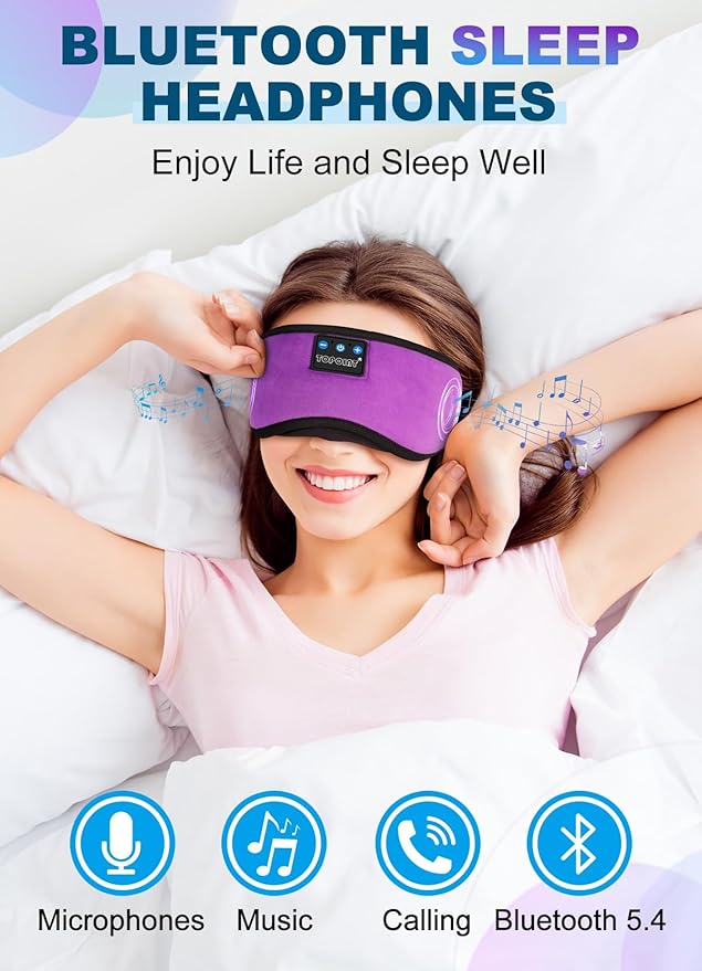 TOPOINT Sleep Mask with Headphones Bluetooth 5.4 Wireless, Sleep Headphone with - Image 3