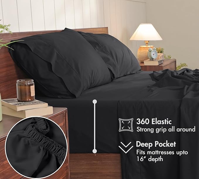 RUVANTI 100% Cotton Sheets – Split King Size Percale Bedding, Cooling & - Image 6