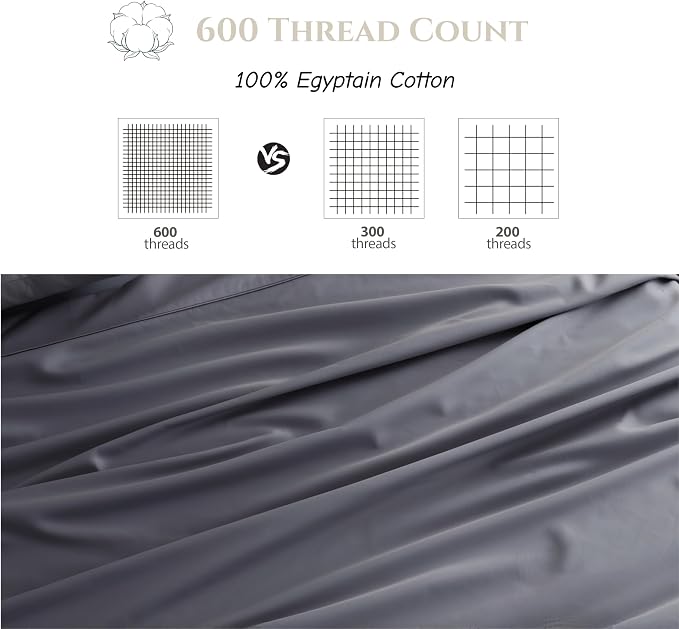 Cotton Flat Sheets Only, 600 TC 100% Cotton Flat Sheet Top Sheet Only, Queen - Image 3