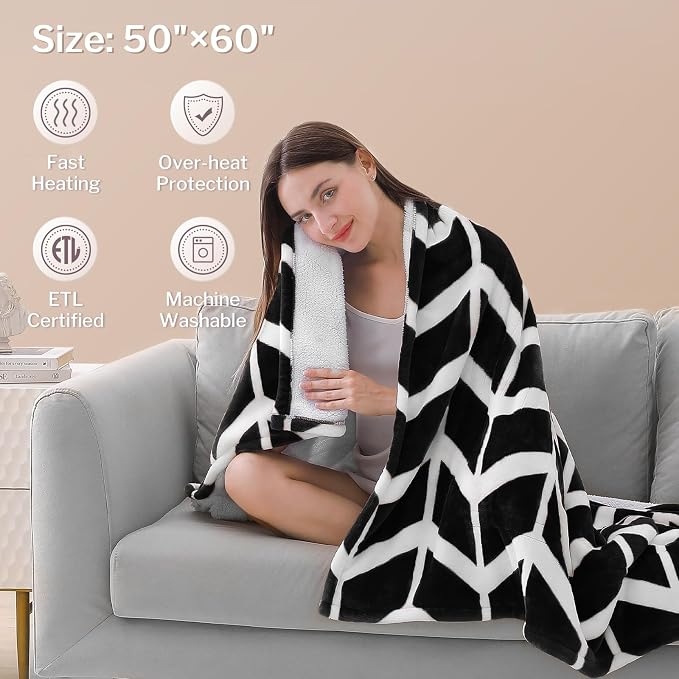 VENTIMI Electric Blanket Heated Throw, Fast Heating Blankets - Image 5