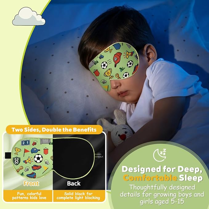 Kids Silk Sleep Mask – 100% Mulberry Silk Eye Cover, Kid Eye Mask - Image 4