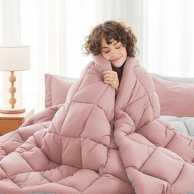 MUXHOMO 7 Pieces Oversized Queen Comforter Set, Reversible Bed in a Bag - Image 2