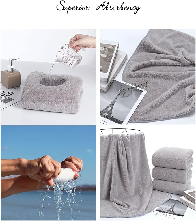Lumimi Towels 4 Piece Soft Microfiber Bath Towel Set Salon Gym Yoga Travel - Image 6