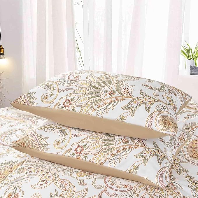Nanko Paisley Comforter Set King Size 3 Pcs, Tan Taupe Classy Boho Damask - Image 5