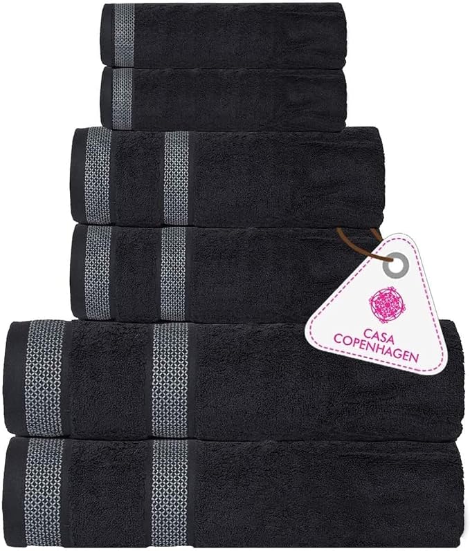 CASA COPENHAGEN Solitaire 6Pcs 100% Egyptian Cotton Large Designer Towels Gift by CASACOPENHAGEN