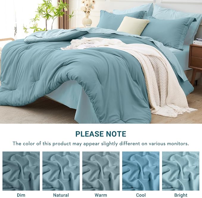 MUXHOMO 7 Pieces Queen Comforter Set, Soft Bed in a Bag Queen Size, All Season - Image 6
