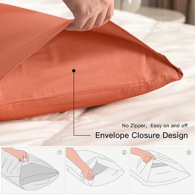 100% Cotton Standard Pillowcases Set of 2, Deep Dream 600 Thread Count Pillow - Image 3