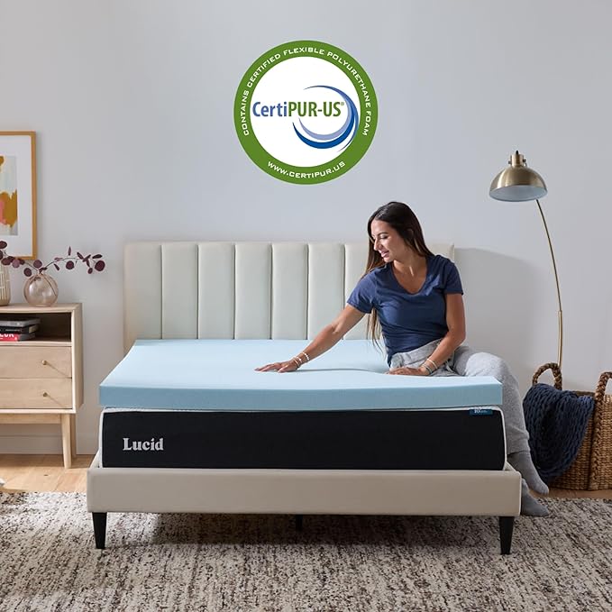Lucid 3 Inch Memory Foam Mattress Topper, Queen Size – Cooling Gel Bed Topper – - Image 4