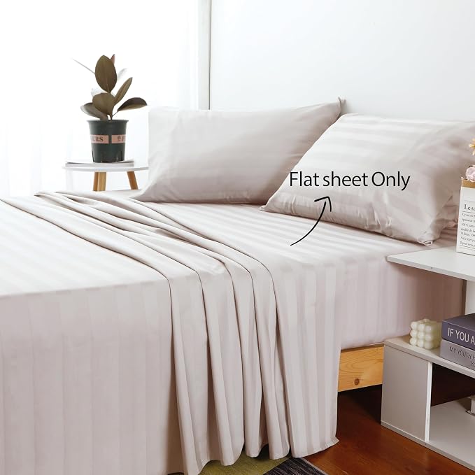 Cotton Twin Flat Sheet Only, 600 Thread Count 100% Egyptian Cotton Top Sheet - Image 2
