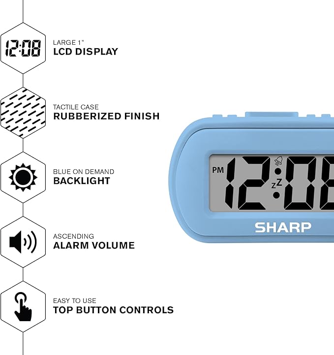Sharp Digital Alarm Clock – Tactile Case - Image 3