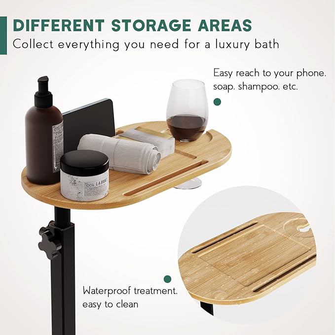 Yumkfoi Bamboo Bathtub Tray Table - Image 5