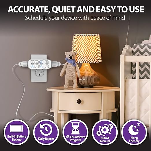 Fosmon Countdown Plug-in Timer Dual Outlet, Indoor Light Timer - Image 4