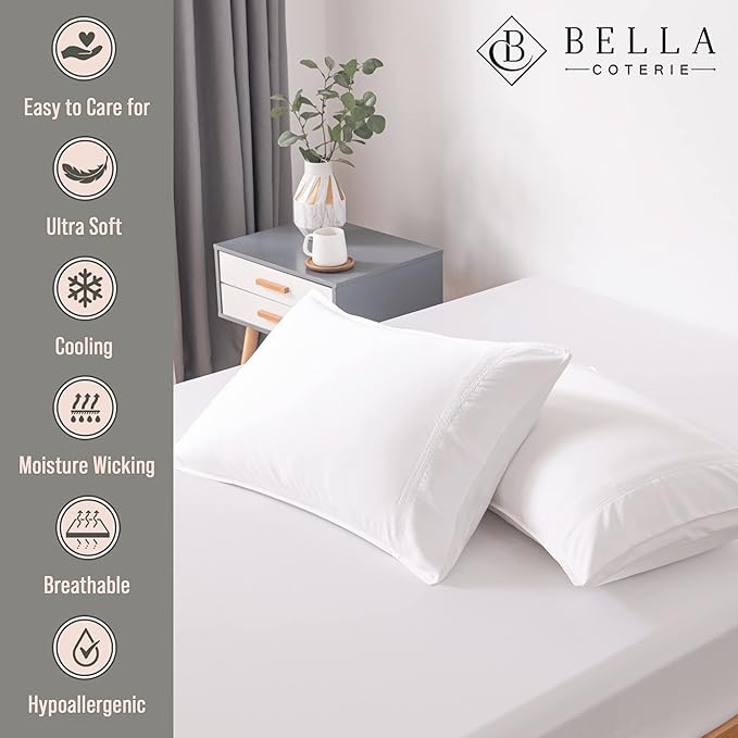 Bella Coterie | Luxury Bamboo Viscose Queen Size Pillowcase Set | 100% - Image 2