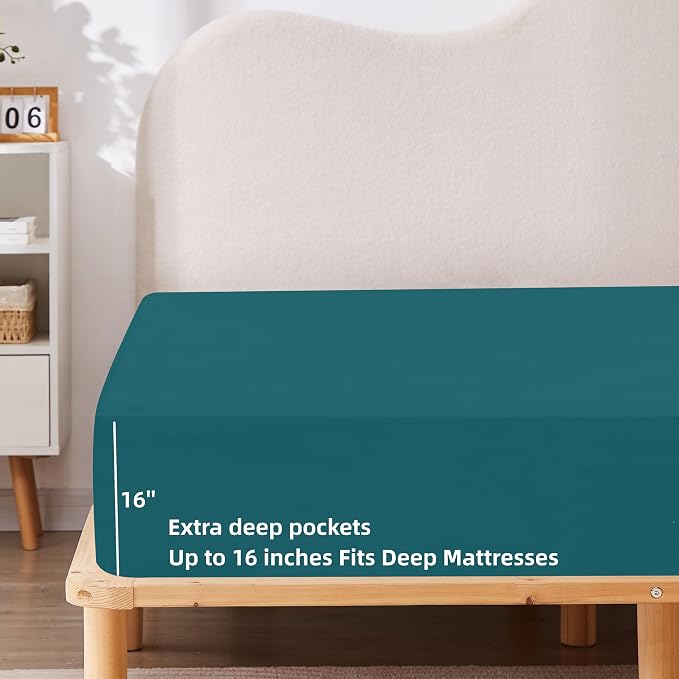 HBHLFZ Queen Fitted Sheet Only, Soft Breathable Bottom Sheet - Image 3