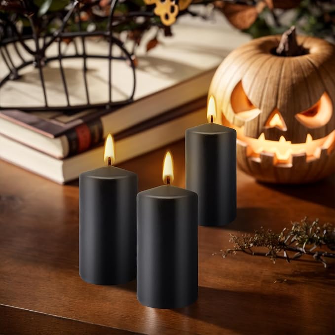 Set of 20 Black Pillar Candles, Dripless and Smokeless Dinner Candle, 2x4” - Image 6