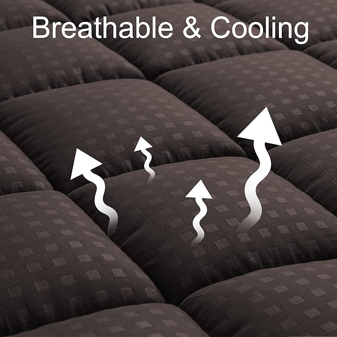 HYLEORY Full Mattress Pad Quilted Fitted Mattress Protector Cooling Pillow Top - Image 2