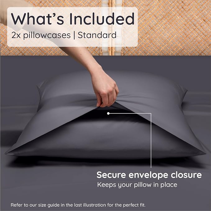 Bambaw 100% Viscose Derived from Bamboo Pillowcases Standard Size – Set of 2 - Image 2