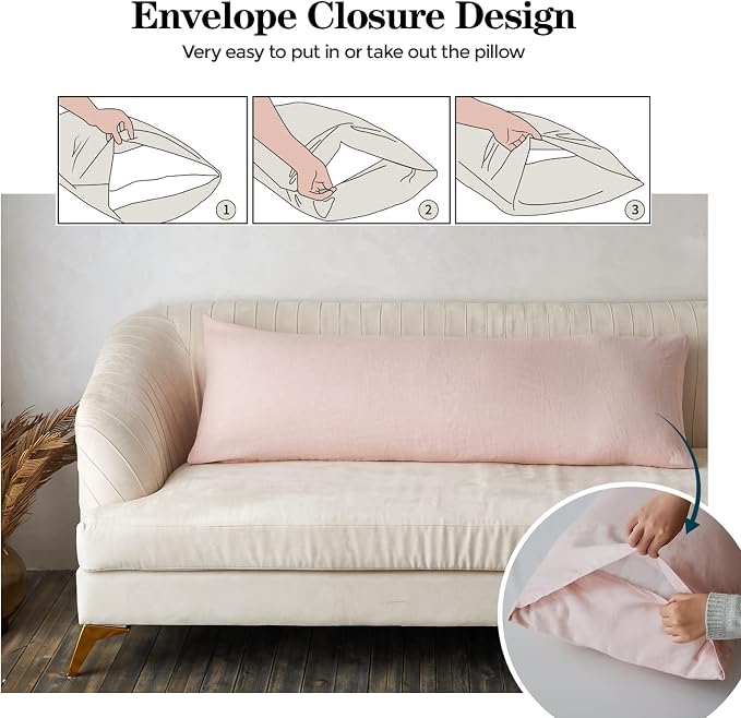 Simple&Opulence Body Pillow Cover 20" x 54", 100% Pure Linen, Ultra Soft and - Image 2