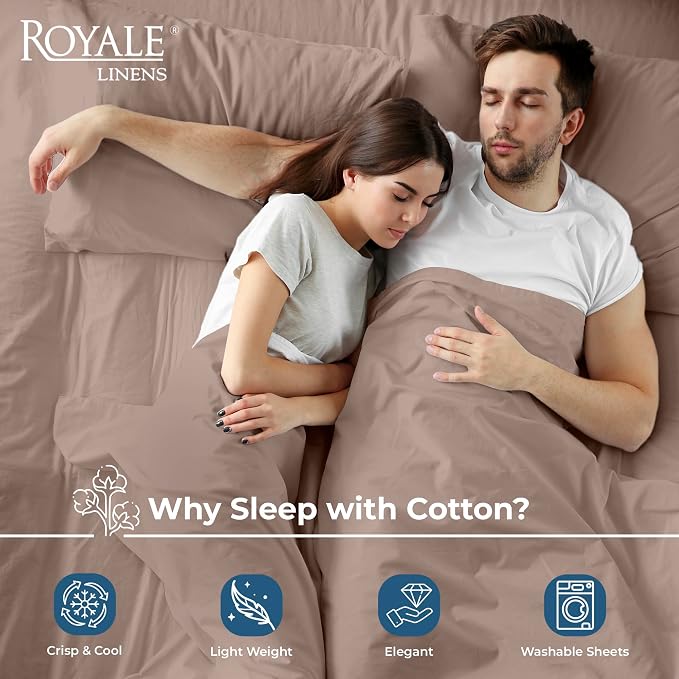 Royale Linens 100% Organic Cotton Queen Flat Sheet Only - Image 3