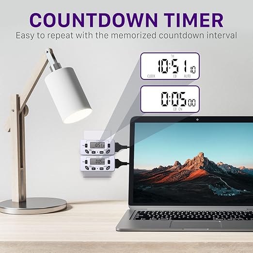 Fosmon 7 Day Digital Timers for Electrical Outlets, Indoor Plug-in Light Timers - Image 2