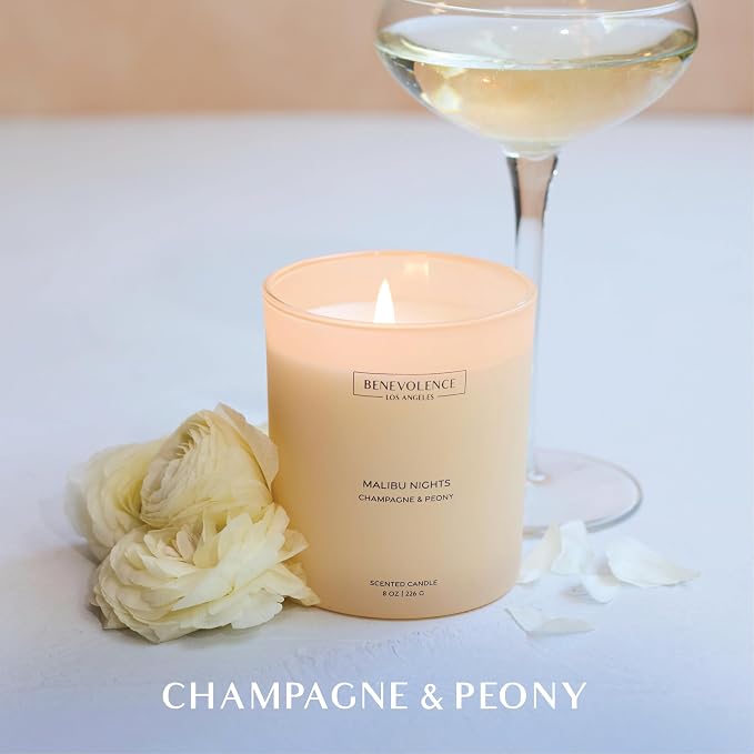 Champagne & Peony – Benevolence LA Scented Candle | 8oz, 45-Hour Burn | Natural - Image 5
